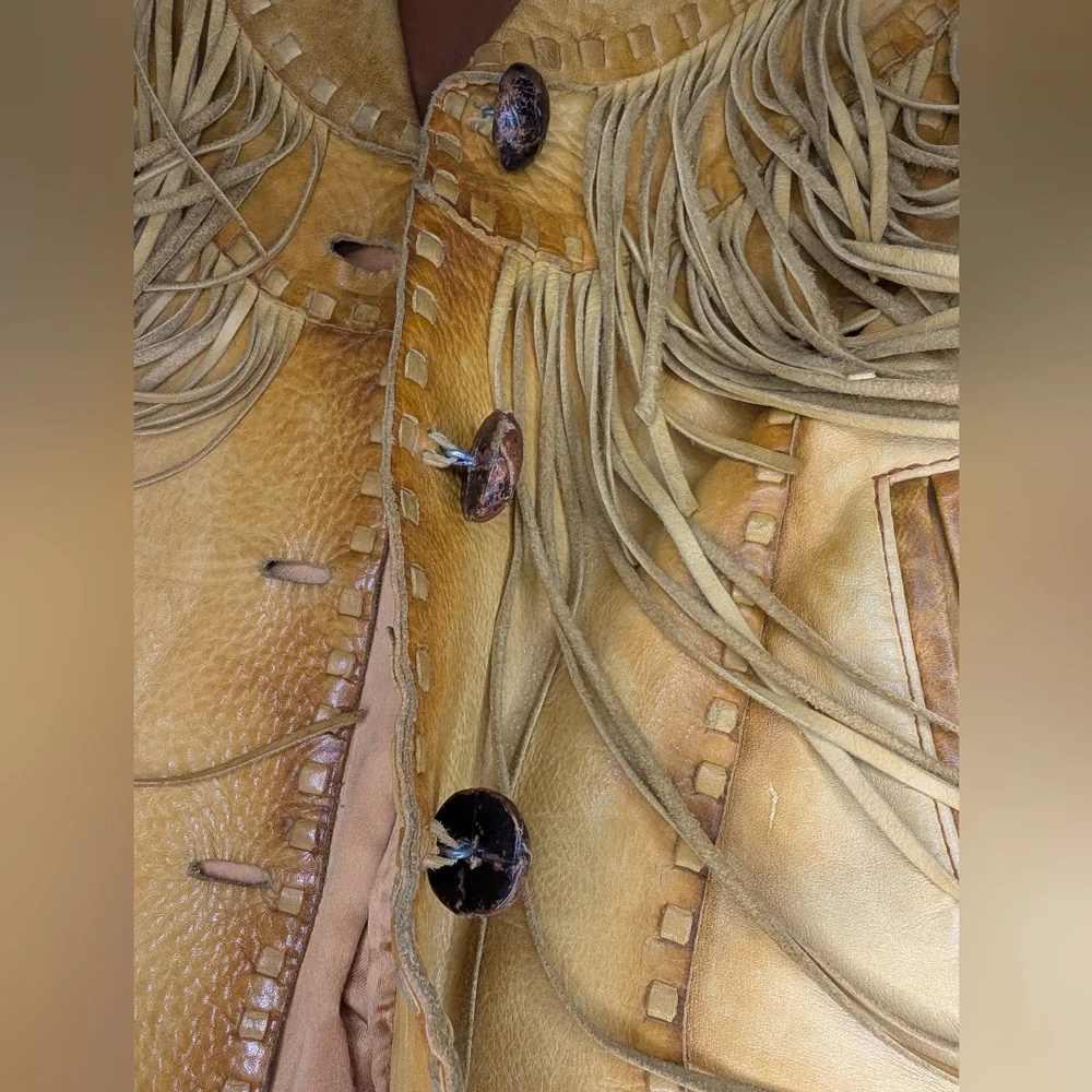 Danier Tan Leather Fringe Jacket - Picture 16 of 16